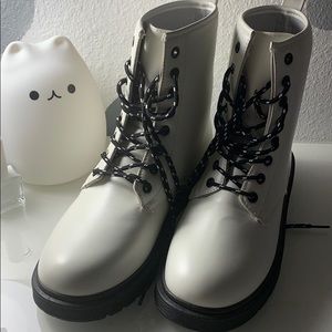 Lace up white boots size 7